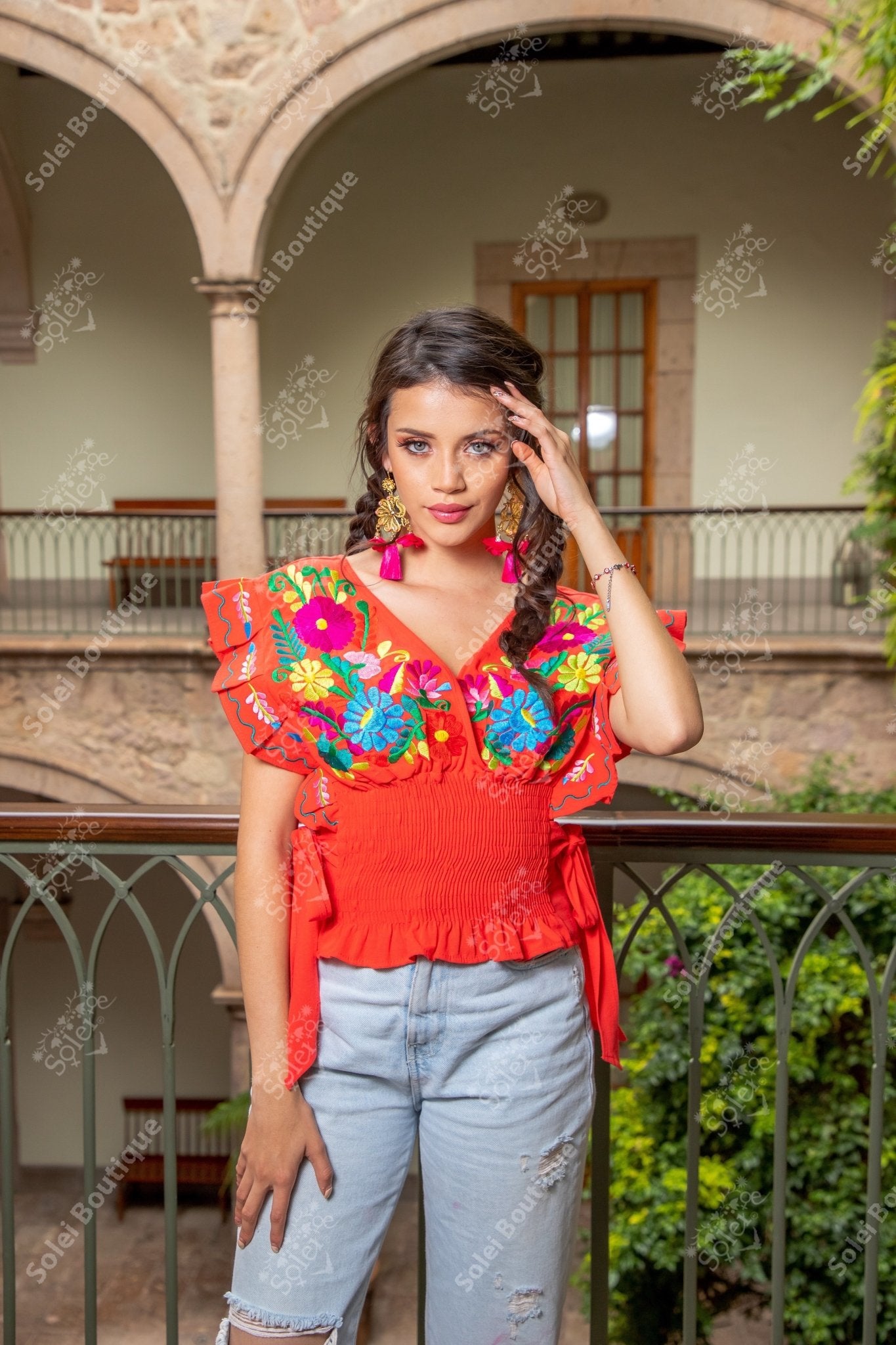 Floral Butterfly Sleeve Mariana Crop Top - Solei Store