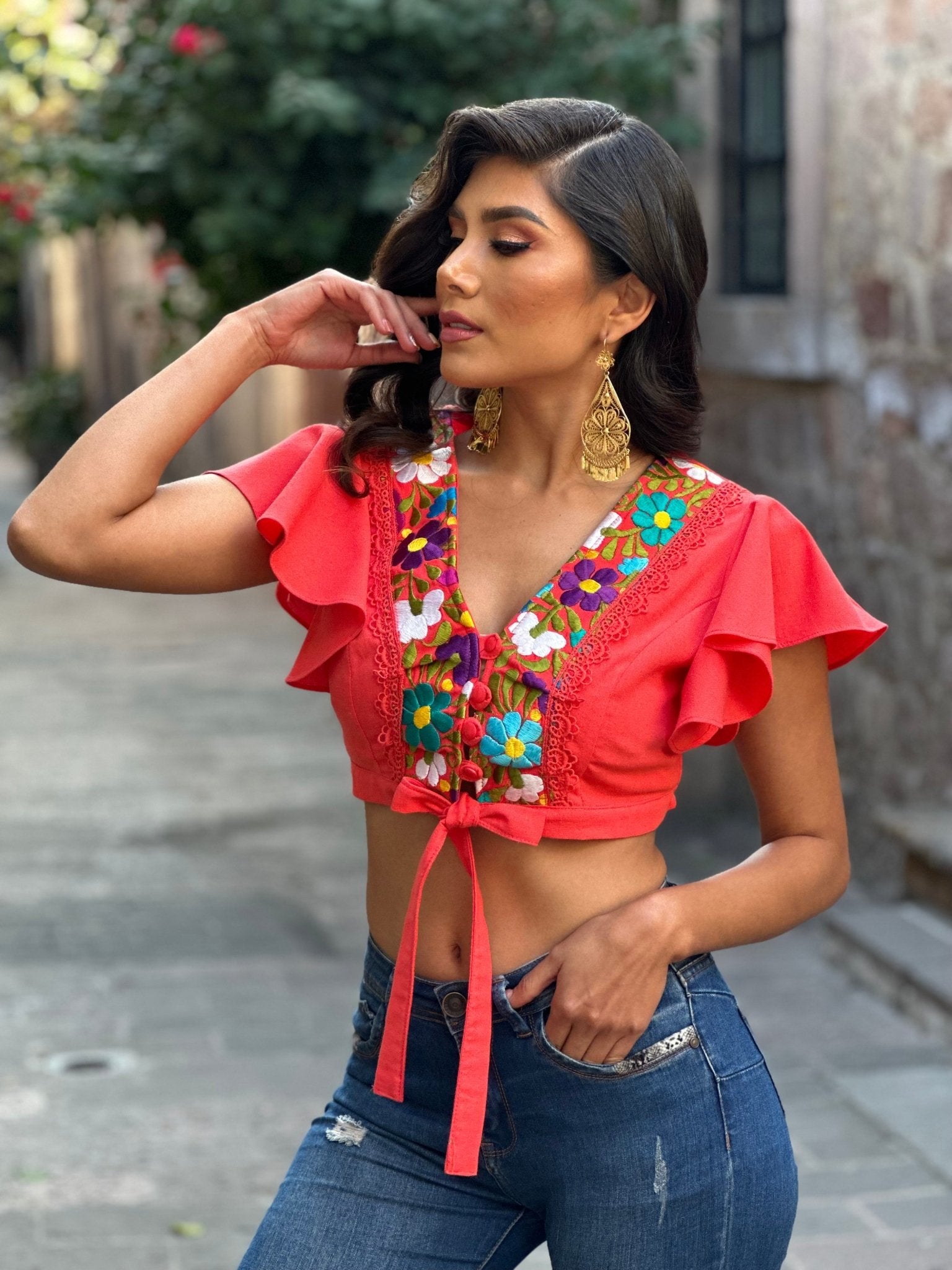 Floral Embroidered Mexican Crop Top. Crop Top Selena. - Solei Store