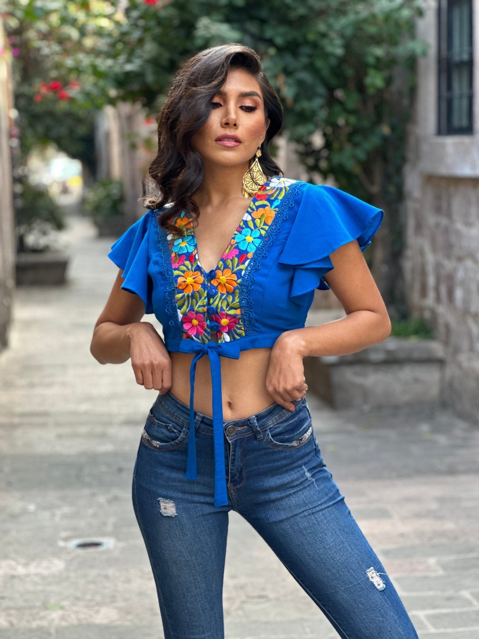 Floral Embroidered Mexican Crop Top. Crop Top Selena. - Solei Store