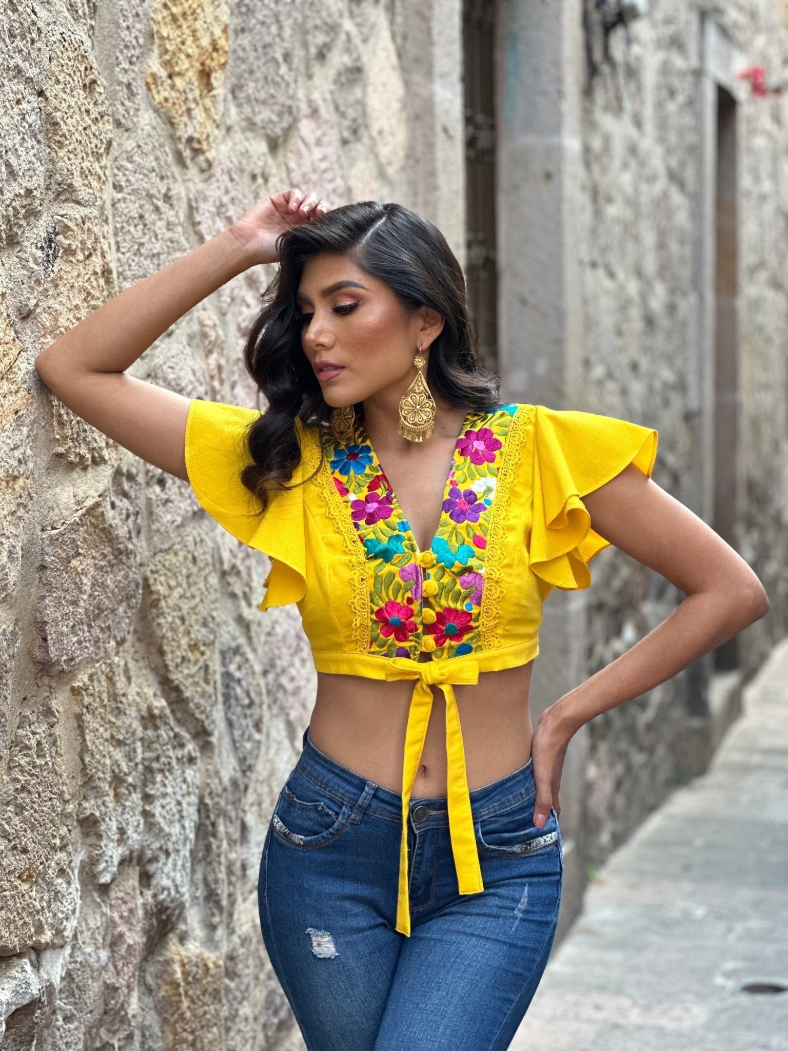 Floral Embroidered Mexican Crop Top. Crop Top Selena. - Solei Store