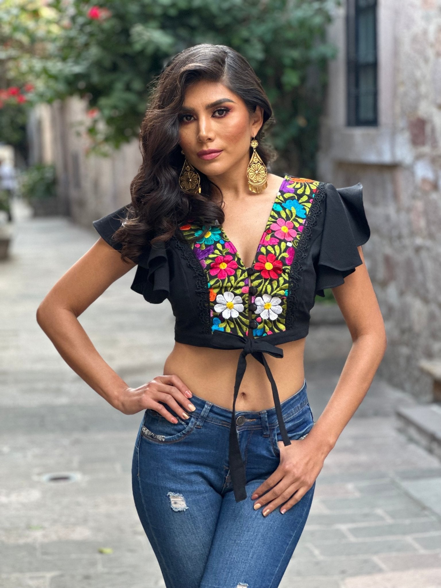 Floral Embroidered Mexican Crop Top. Crop Top Selena. - Solei Store