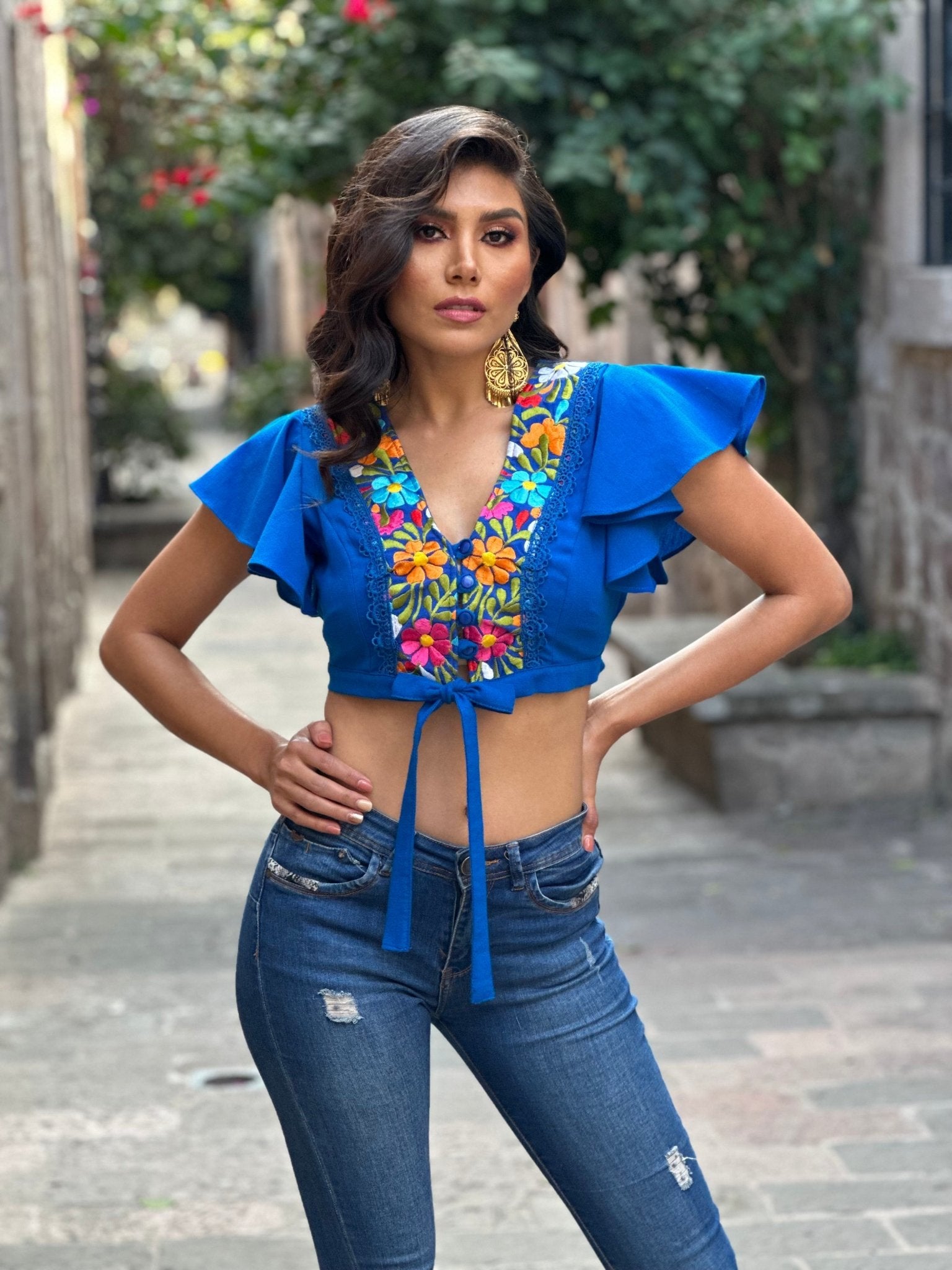 Floral Embroidered Mexican Crop Top. Crop Top Selena. - Solei Store