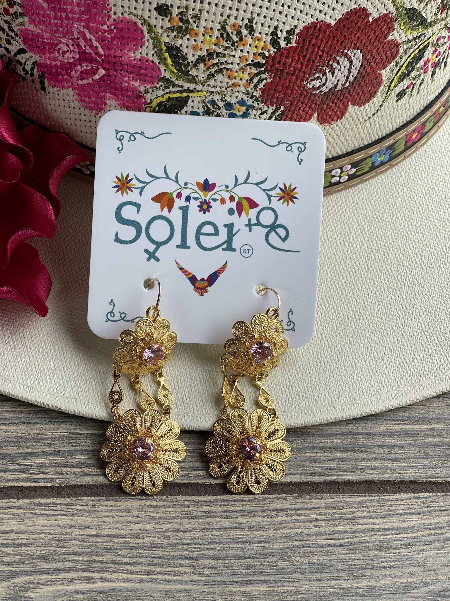 Floral Filigree Earrings with Zirconia - Solei Store