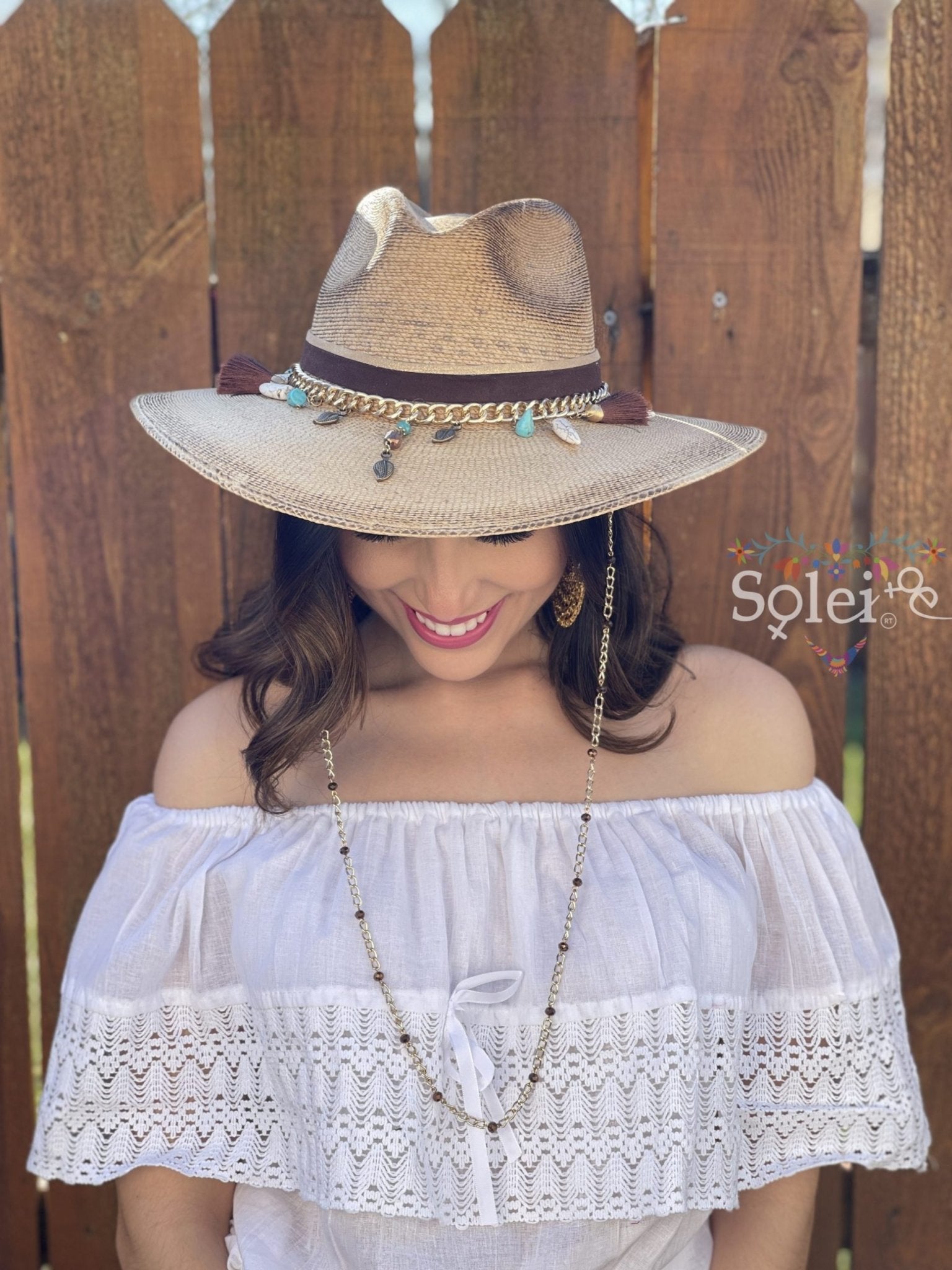 Fossil Sombrero. Mexican Palm Hat with Charms. - Solei Store