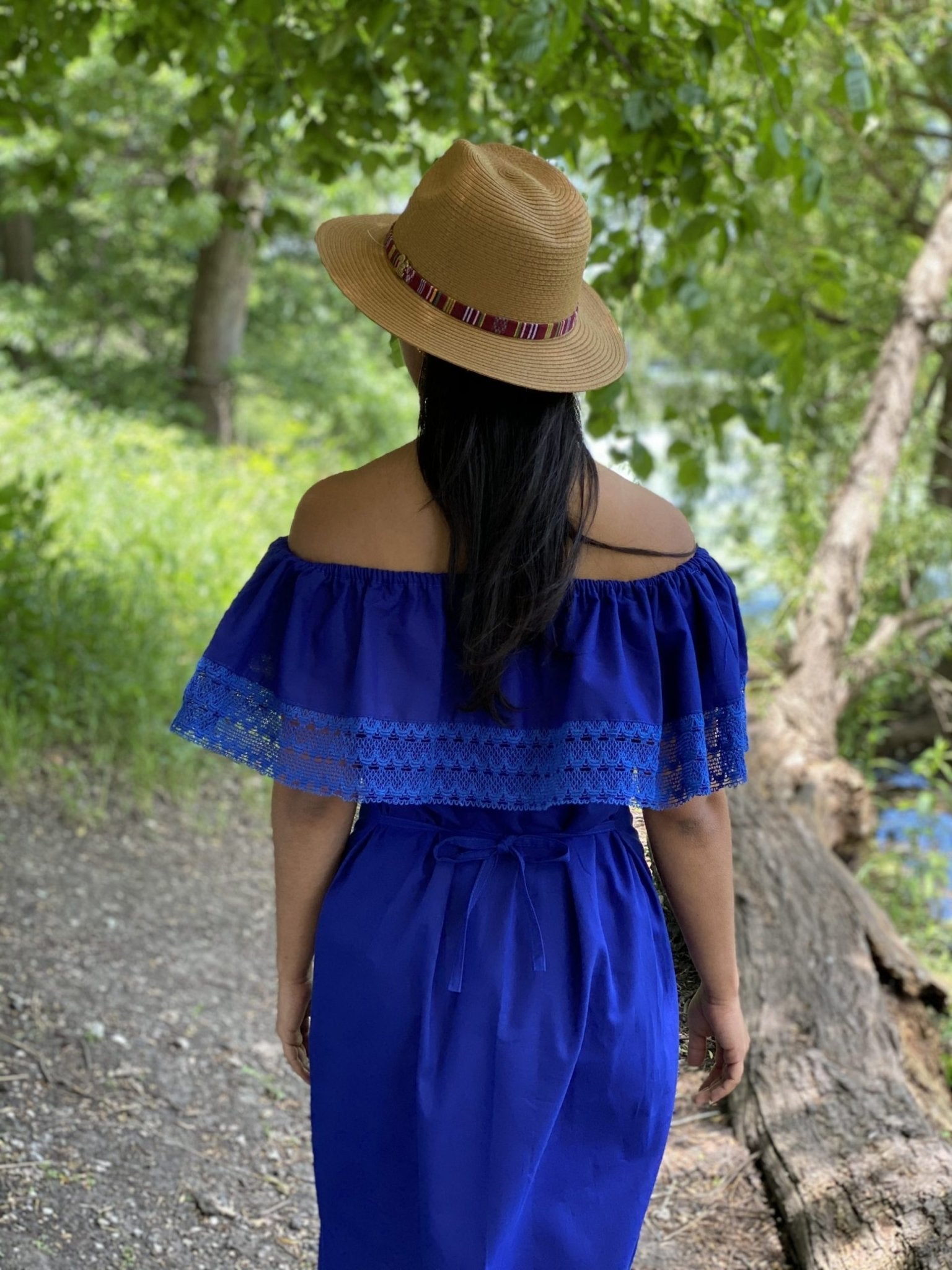 Girasol Alcatraz Mexican Sunflower Dress in Royal Blue