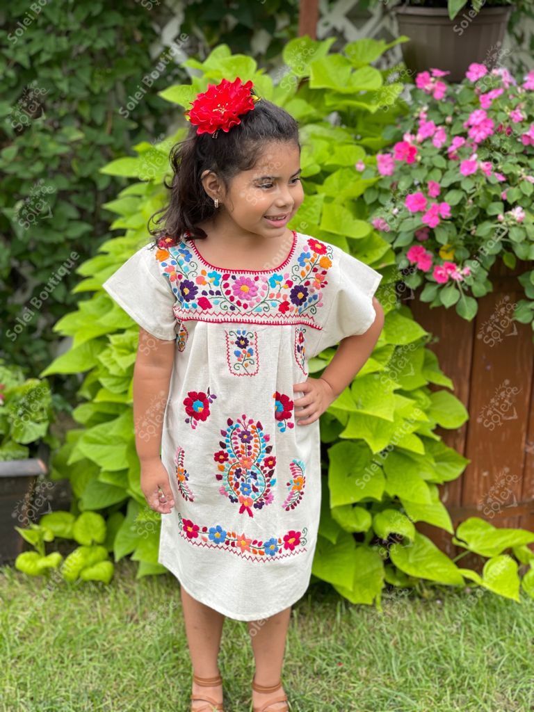 Girl’s Mexican Embroidered Dress - Solei Store
