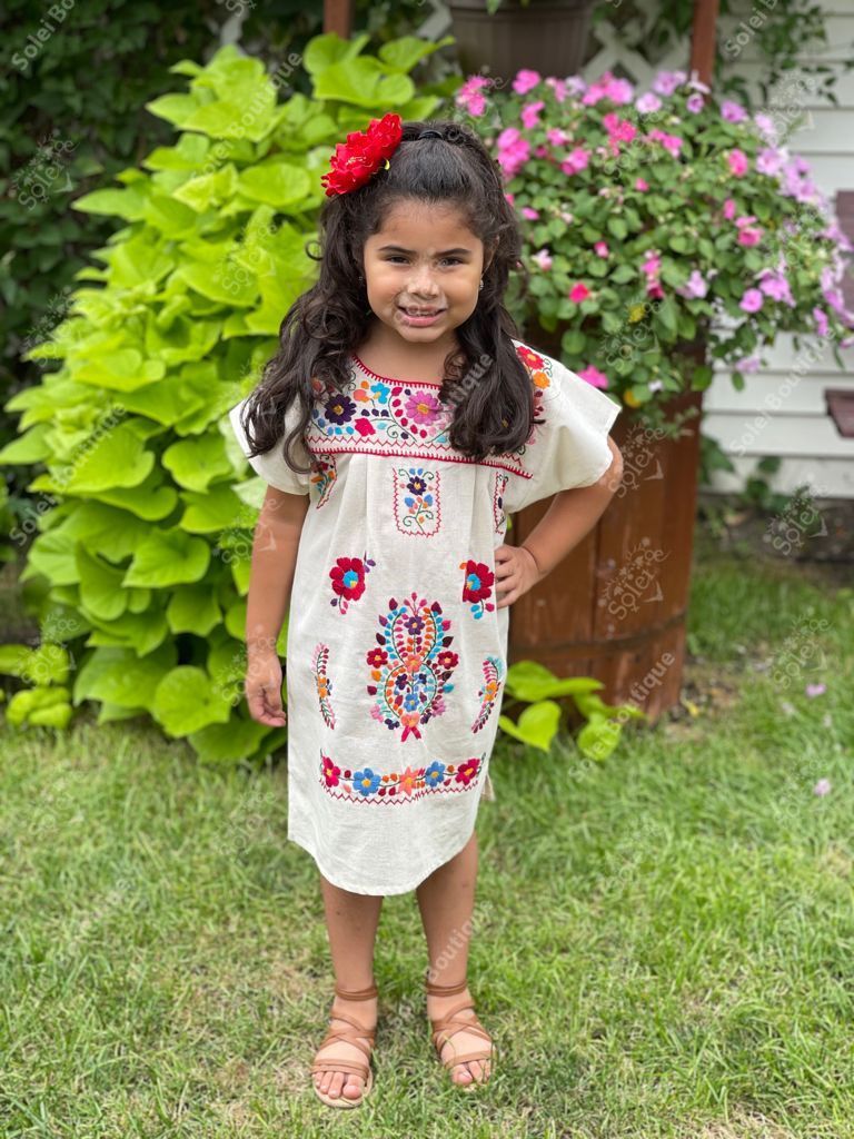 Girl’s Mexican Embroidered Dress - Solei Store