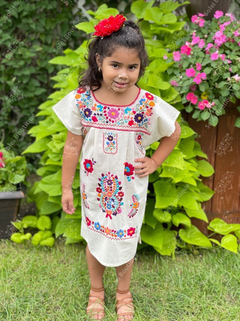 Girl’s Mexican Embroidered Dress - Solei Store