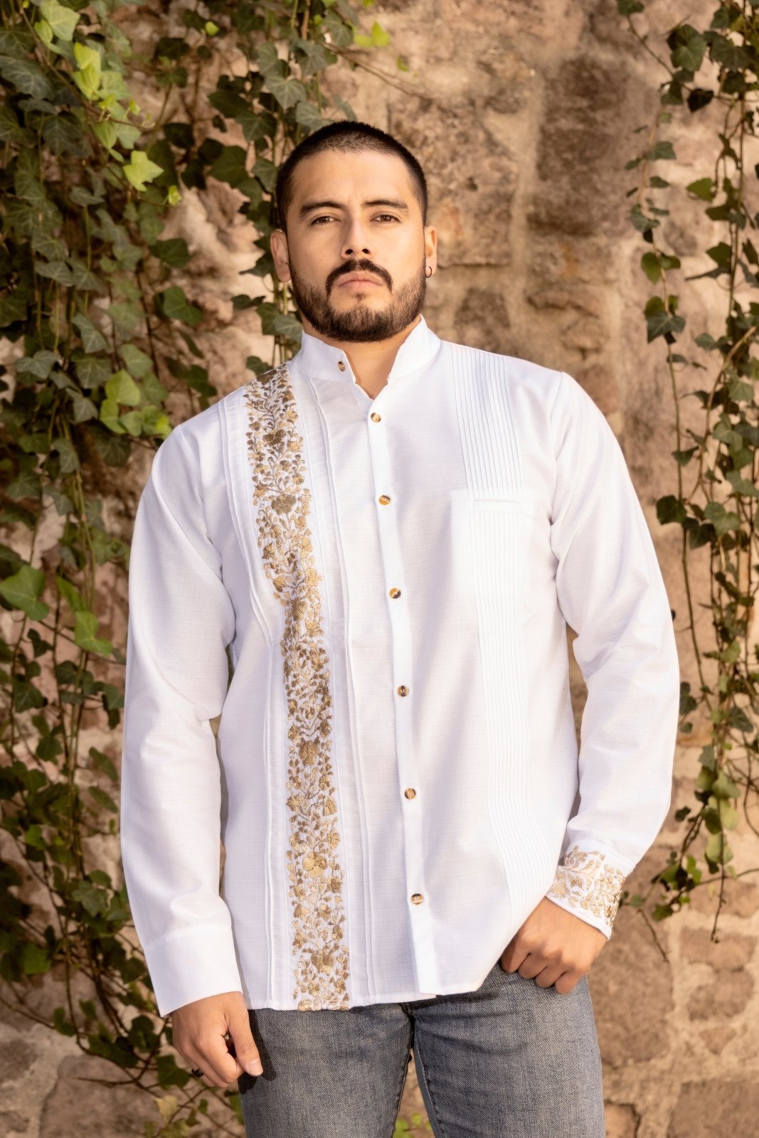 Guayabera San Antonino Dorada Larga - Solei Store