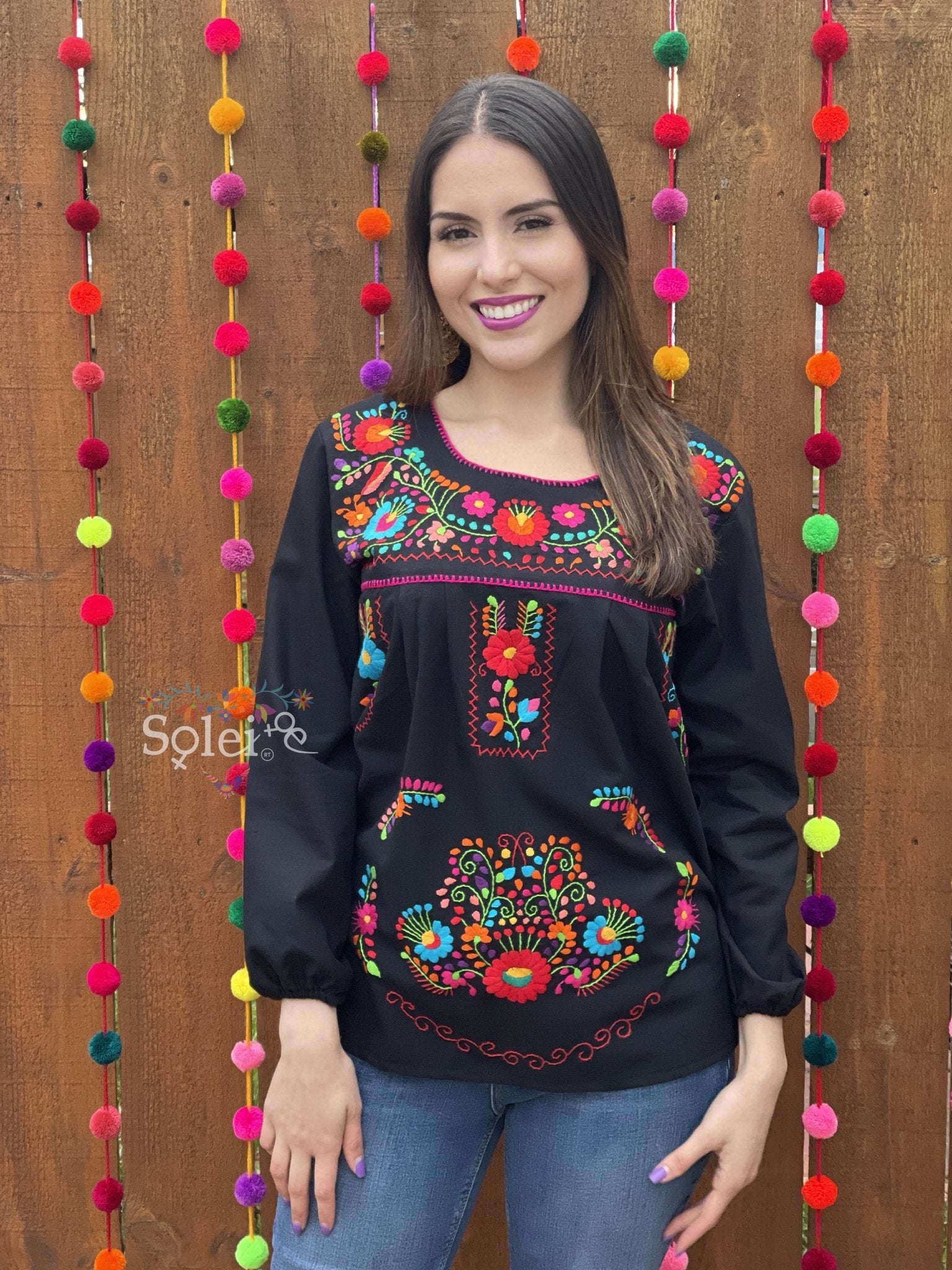 Hand Embroidered Floral Blouse. Hilda Blouse. - Solei Store