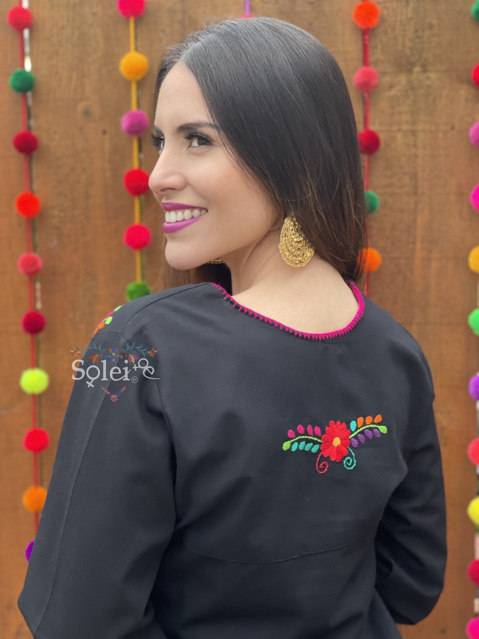 Hand Embroidered Floral Blouse. Hilda Blouse. - Solei Store