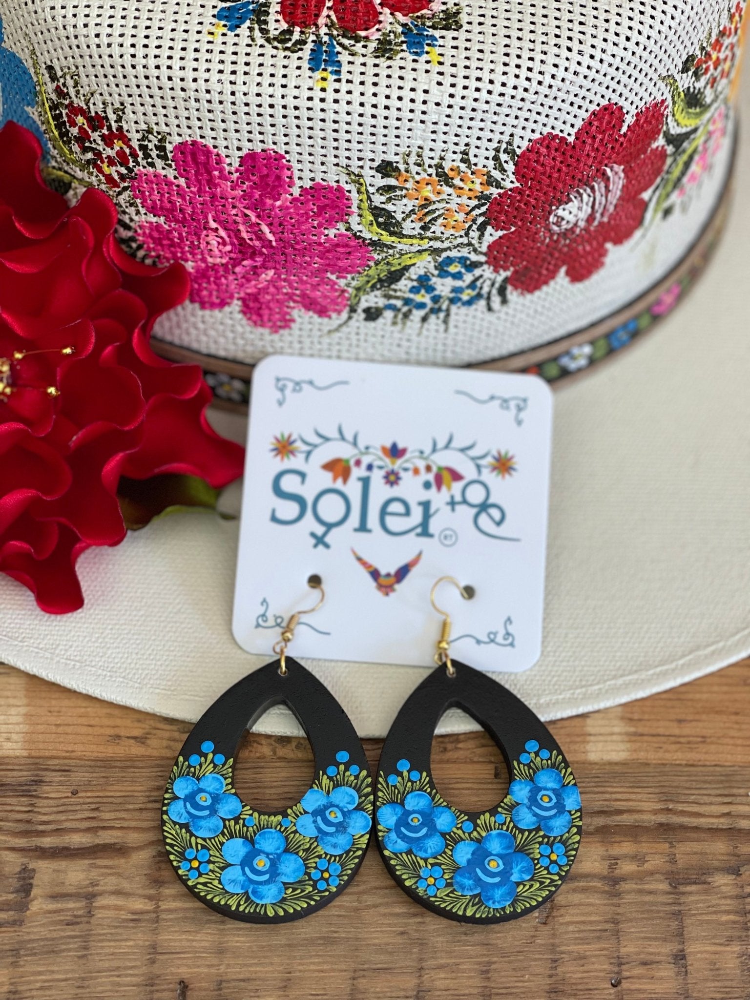 Hand Painted Mexican Floral Earrings. Arracada Floral - Solei Store