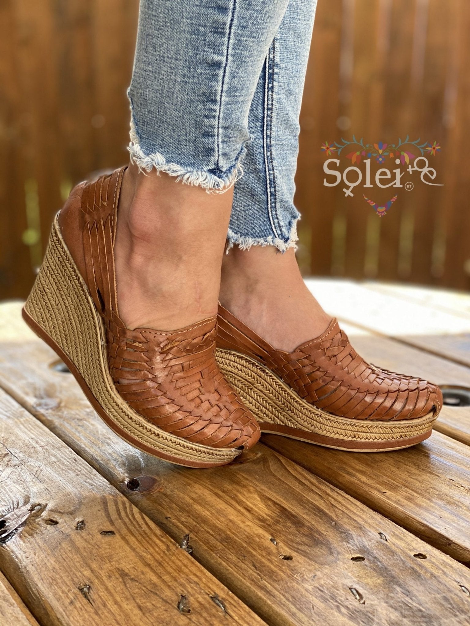 Ivonne Heels. Mexican Artisanal Leather Wedge Heels. - Solei Store