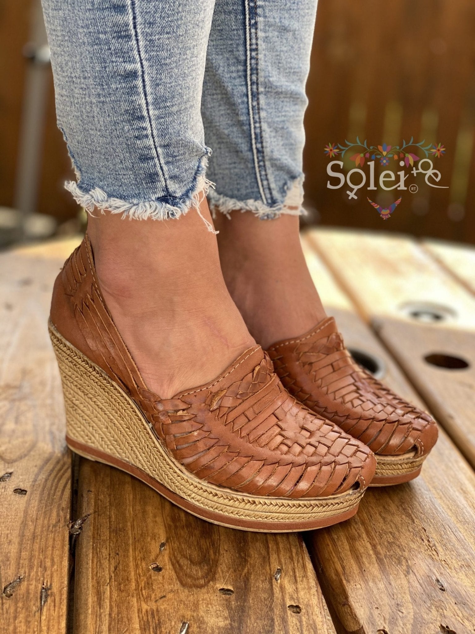 Ivonne Heels. Mexican Artisanal Leather Wedge Heels. - Solei Store