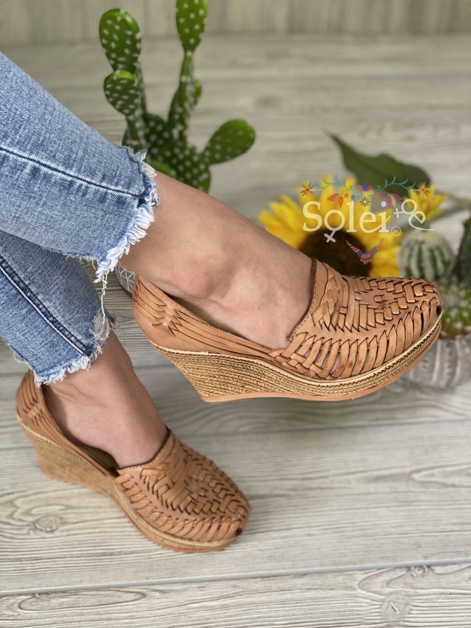 Ivonne Heels. Mexican Artisanal Leather Wedge Heels. - Solei Store