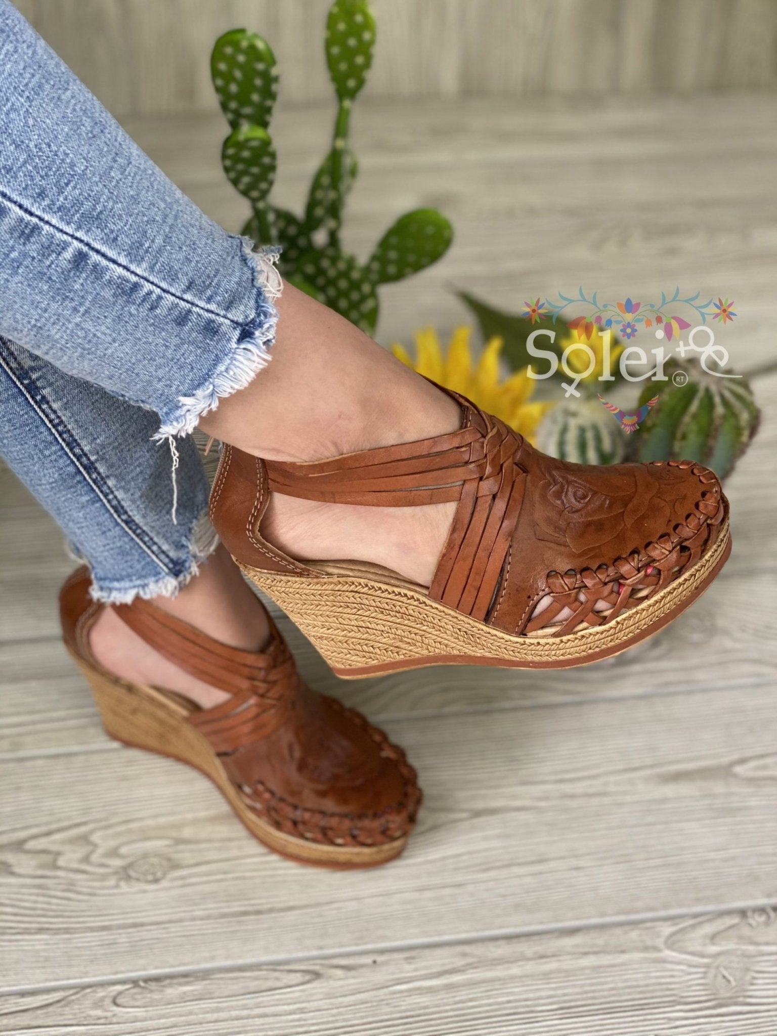 Karla Heels. Mexican Artisanal Leather Wedge Heels. - Solei Store