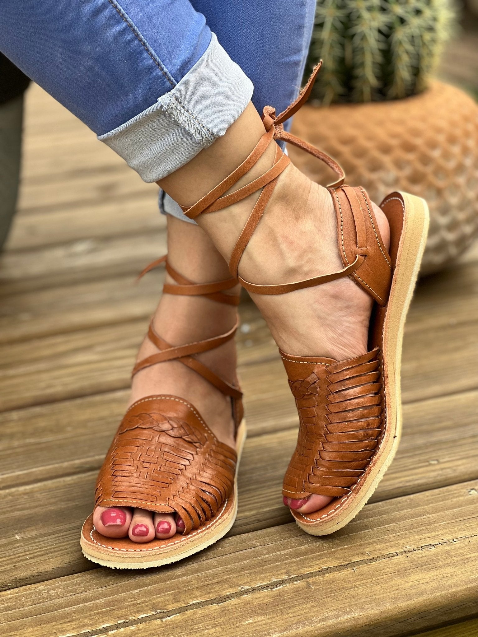 Lace Up Mexican Artisanal Leather Shoes. Cleo Huaraches - Solei Store