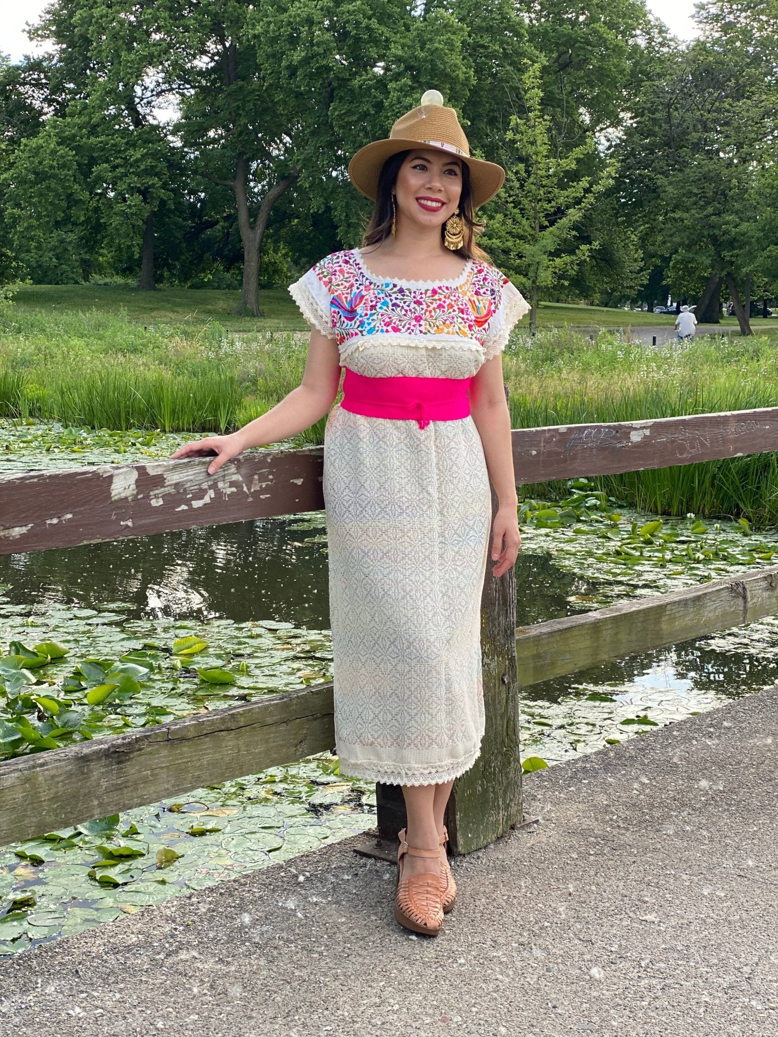 Long Embroidered Dress Made on a Loom. Artisanal Handmade Dress. Vestido Mitla Largo - Solei Store