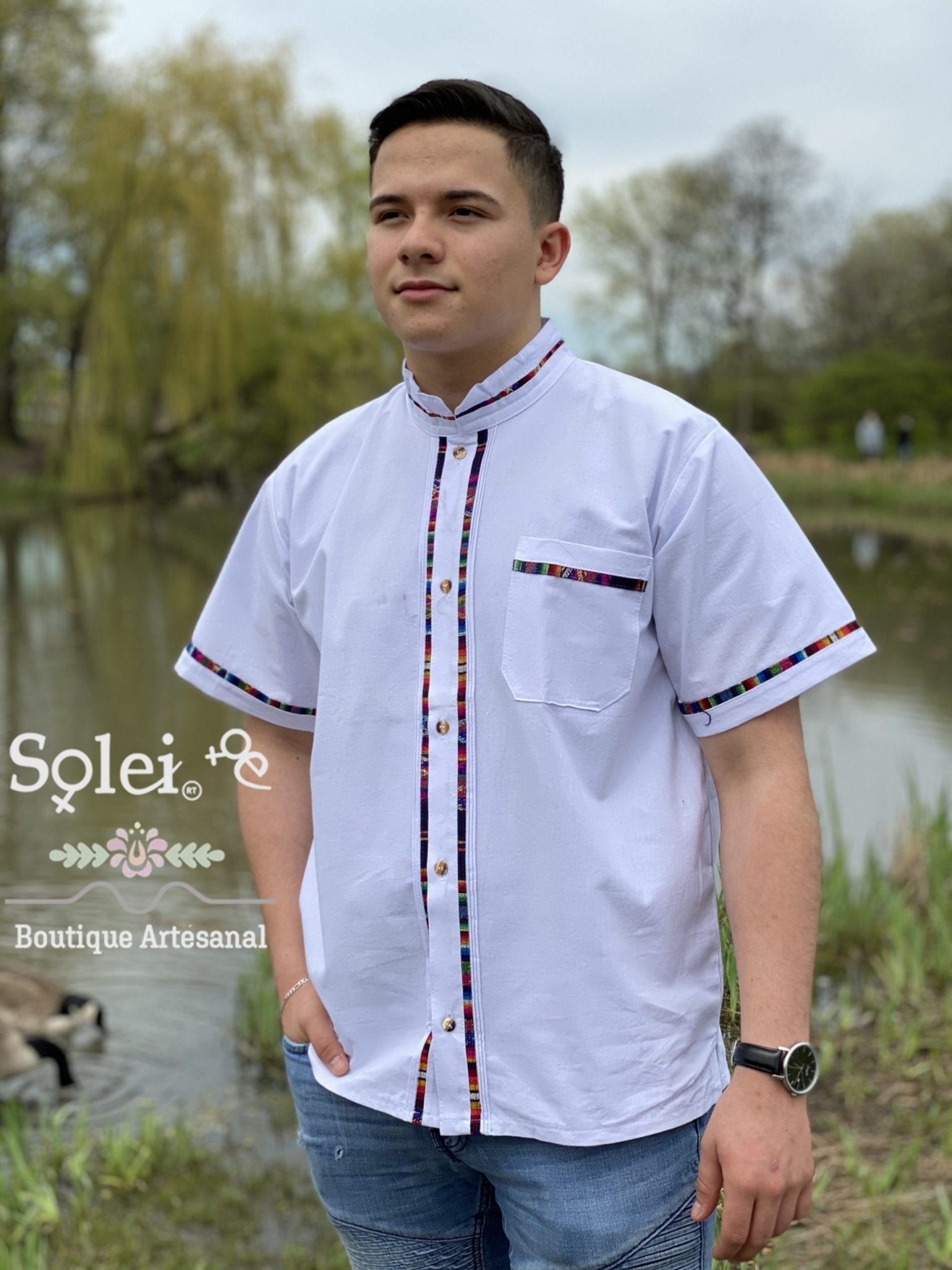 Mens Guayabera. Mens Traditional Mexican Button Up Shirt. - Solei Store
