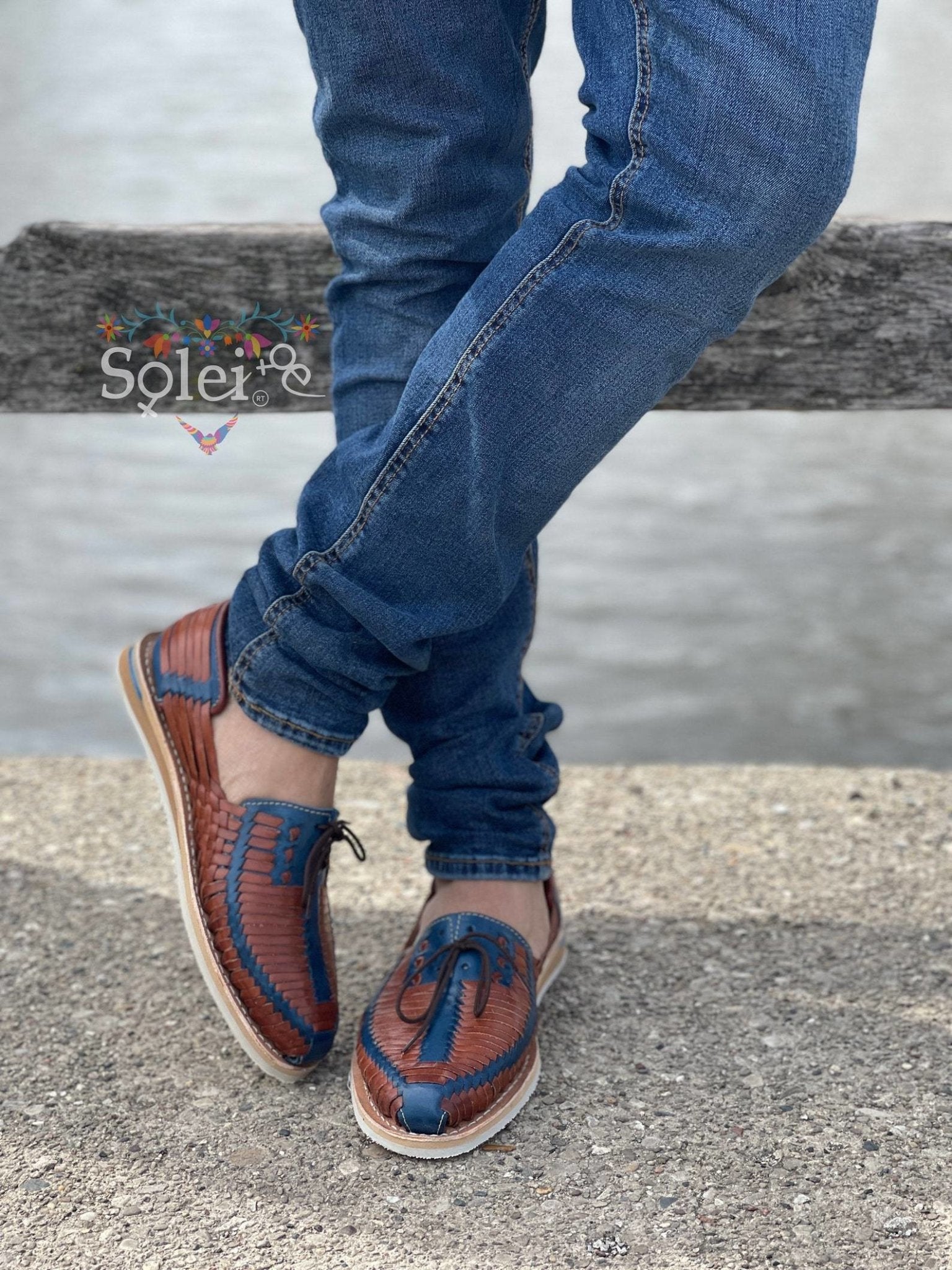 Men’s Mexican Artisanal Leather Sandal. Mexican Huarache. Huarache Esteban - Solei Store