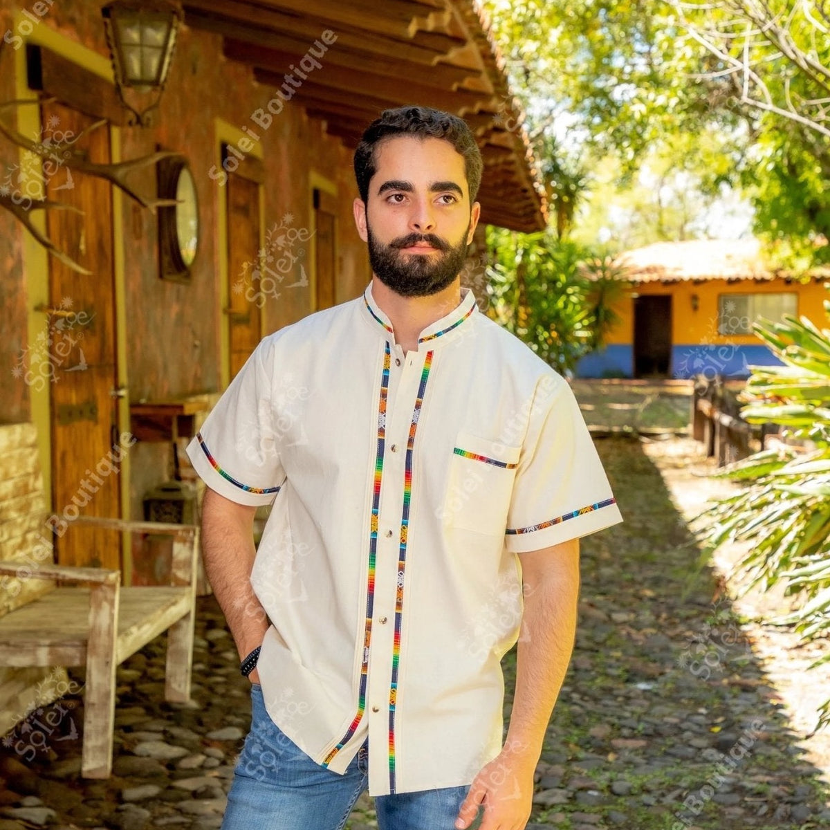 Traditional mexican mens shirt top