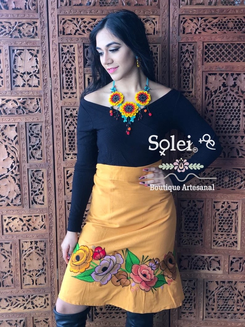 Mexican A-line Wrap Midi Skirt. Barbara Corta - Solei Store