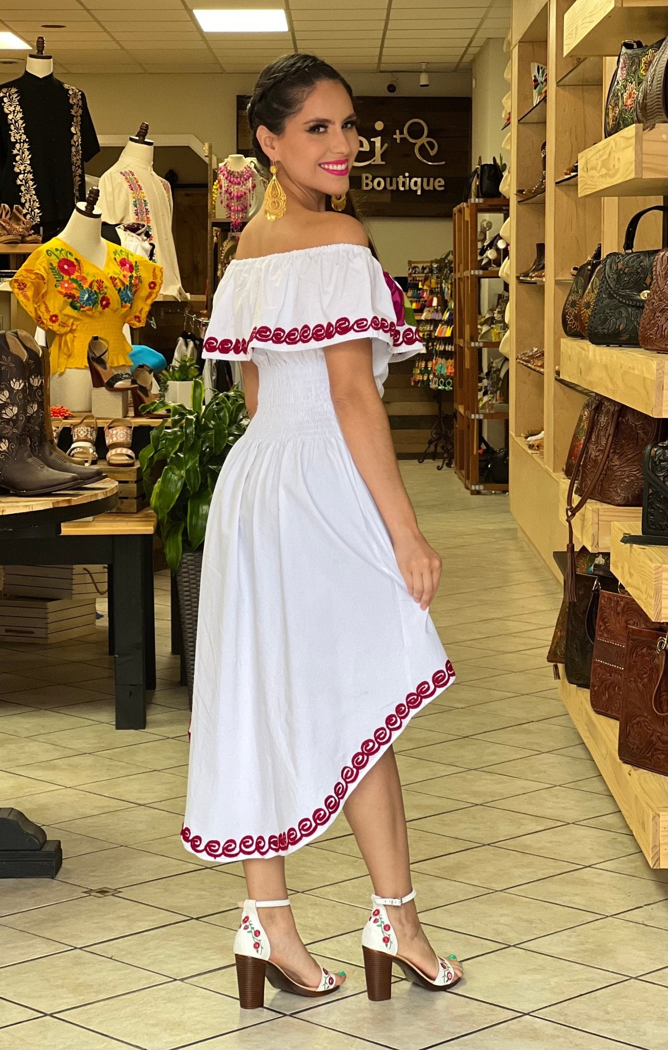 Mexican Artisanal Asymmetrical Dress. Vestido Rosaura - Solei Store