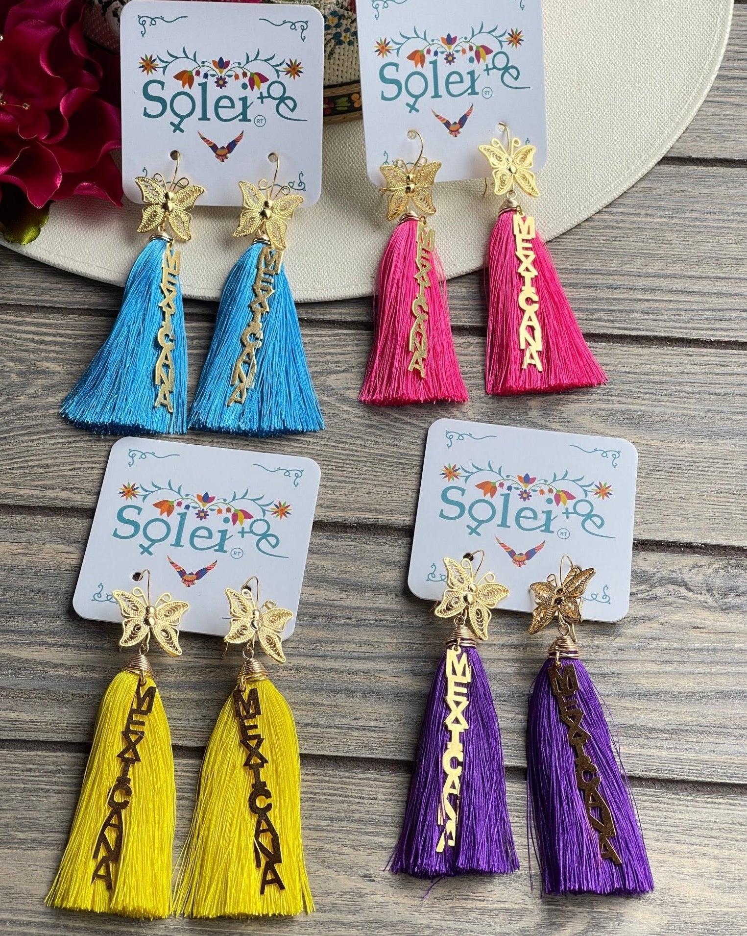 Mexican Artisanal Butterly Earrings. Aretes Mariposa Mexicana. - Solei Store