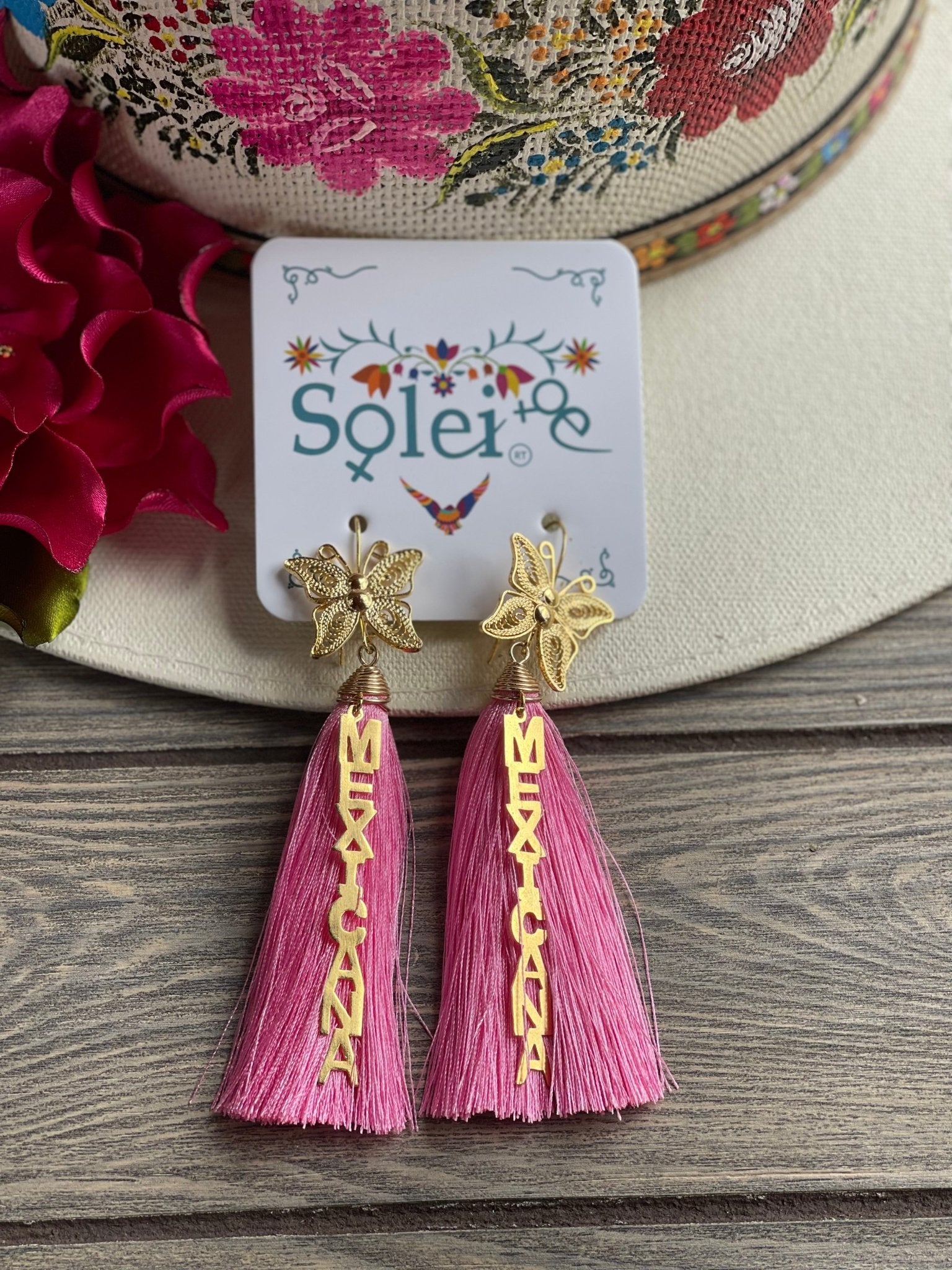 Mexican Artisanal Butterly Earrings. Aretes Mariposa Mexicana. - Solei Store