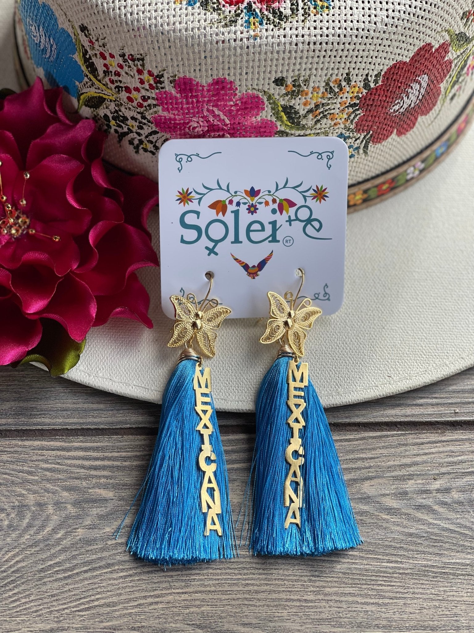 Mexican Artisanal Butterly Earrings. Aretes Mariposa Mexicana. - Solei Store