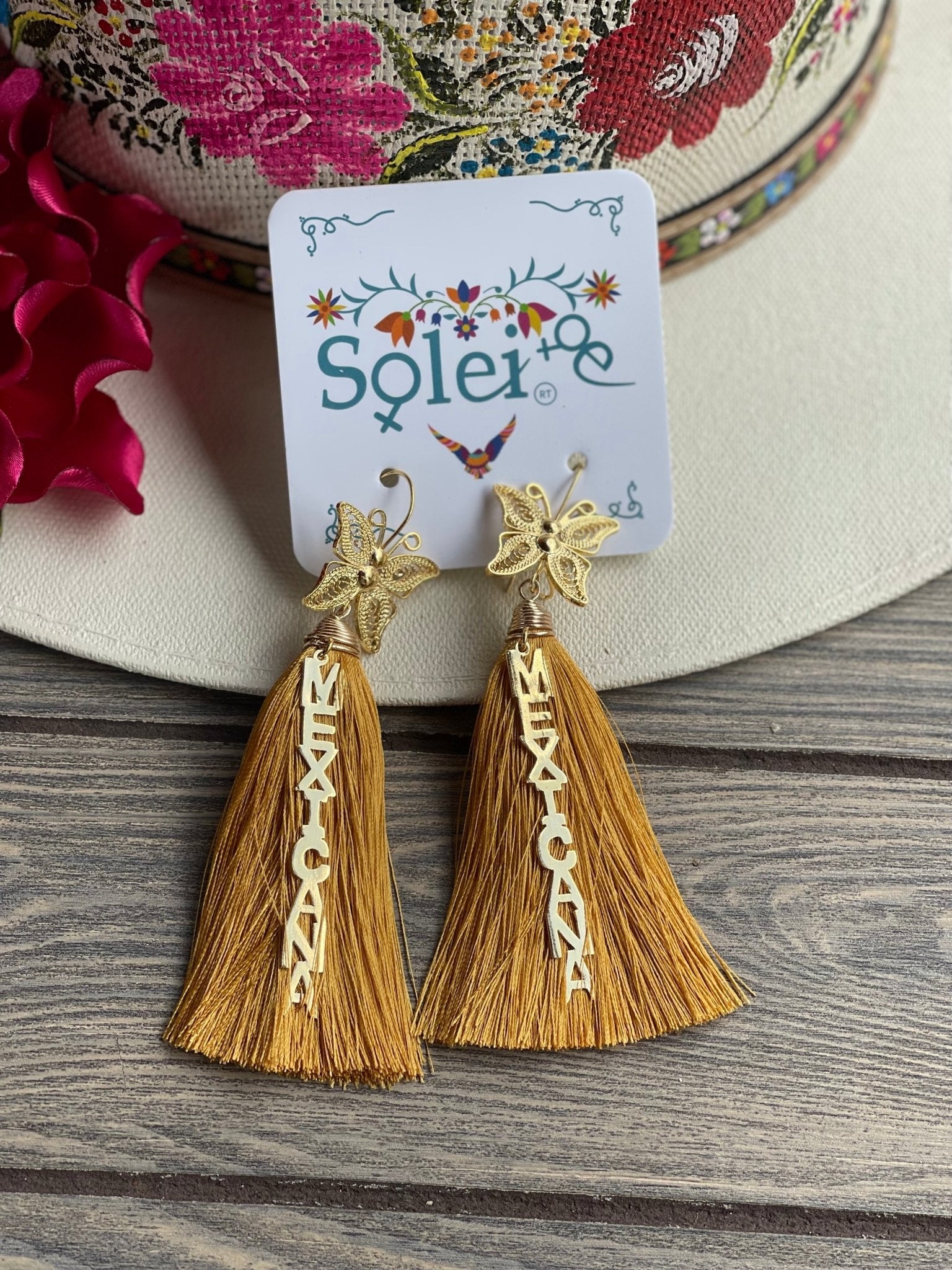 Mexican Artisanal Butterly Earrings. Aretes Mariposa Mexicana. - Solei Store