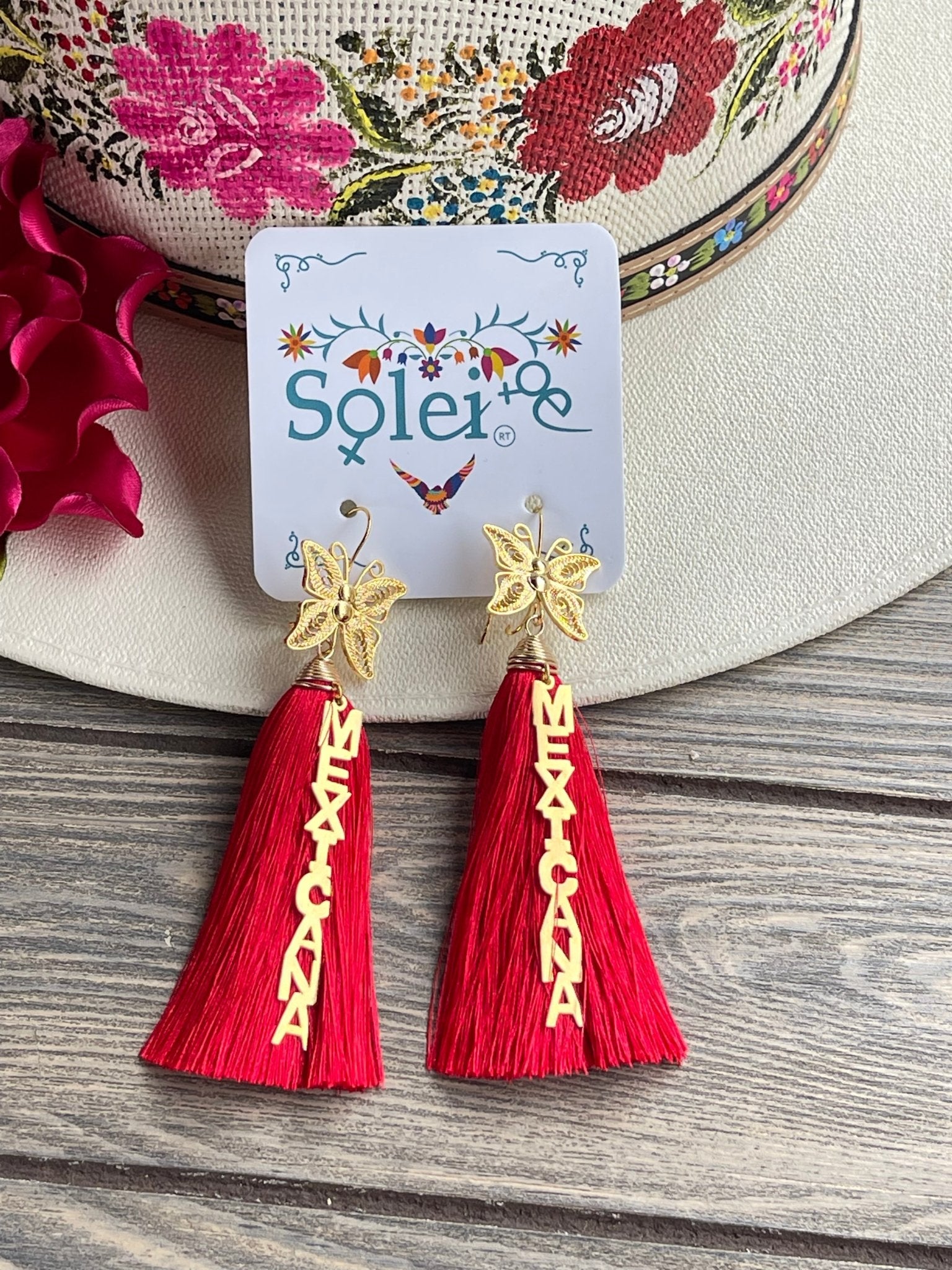 Mexican Artisanal Butterly Earrings. Aretes Mariposa Mexicana. - Solei Store