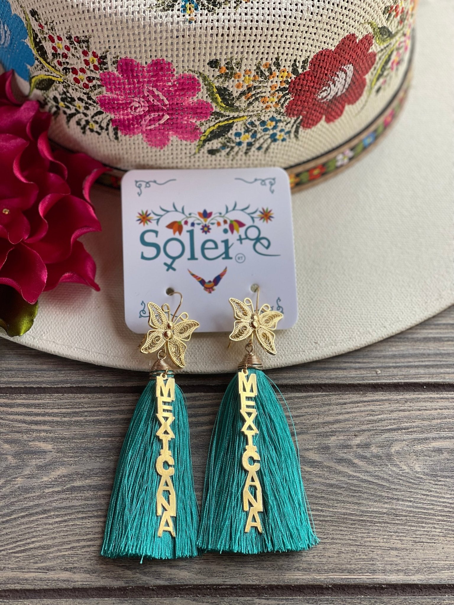 Mexican Artisanal Butterly Earrings. Aretes Mariposa Mexicana. - Solei Store