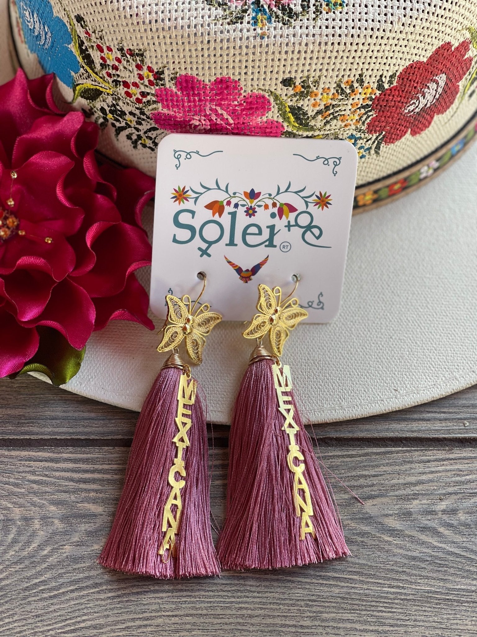 Mexican Artisanal Butterly Earrings. Aretes Mariposa Mexicana. - Solei Store