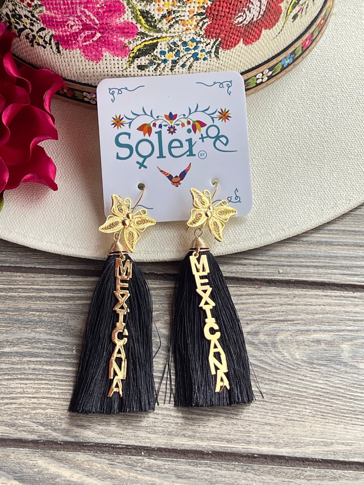 Mexican Artisanal Butterly Earrings. Aretes Mariposa Mexicana. - Solei Store