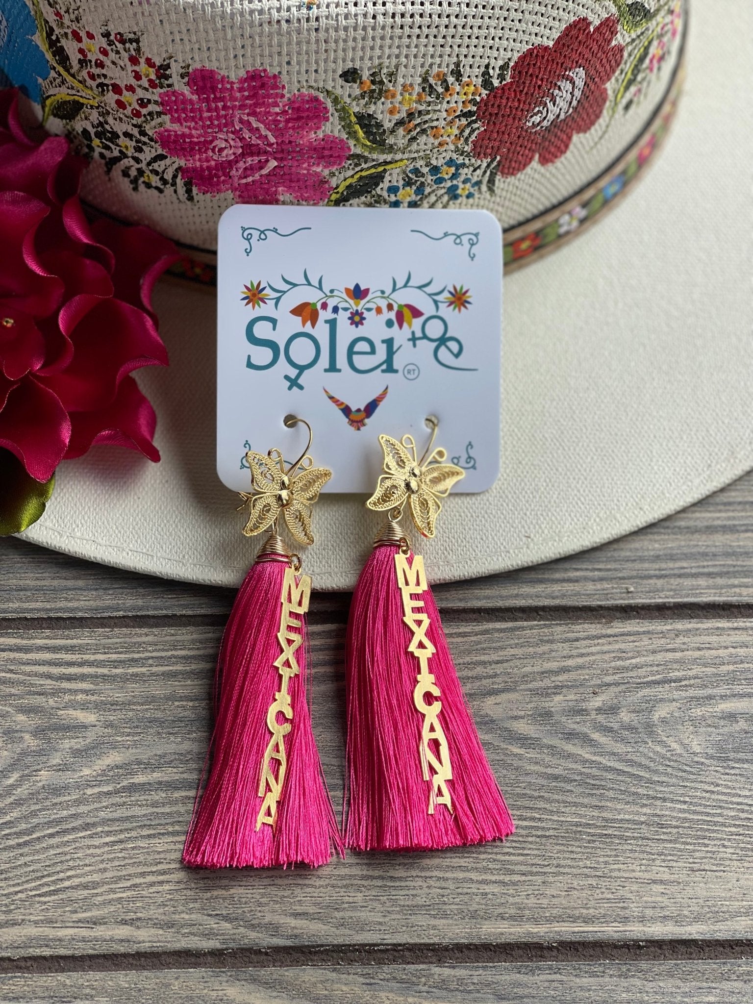 Mexican Artisanal Butterly Earrings. Aretes Mariposa Mexicana. - Solei Store