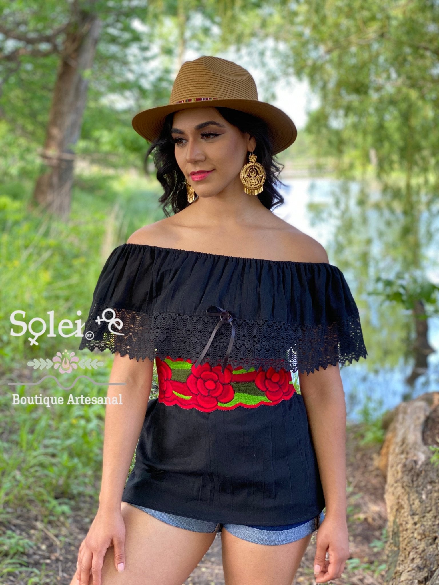 Mexican Artisanal Campesino Blouse. Blusa Campesina Basica. - Solei Store