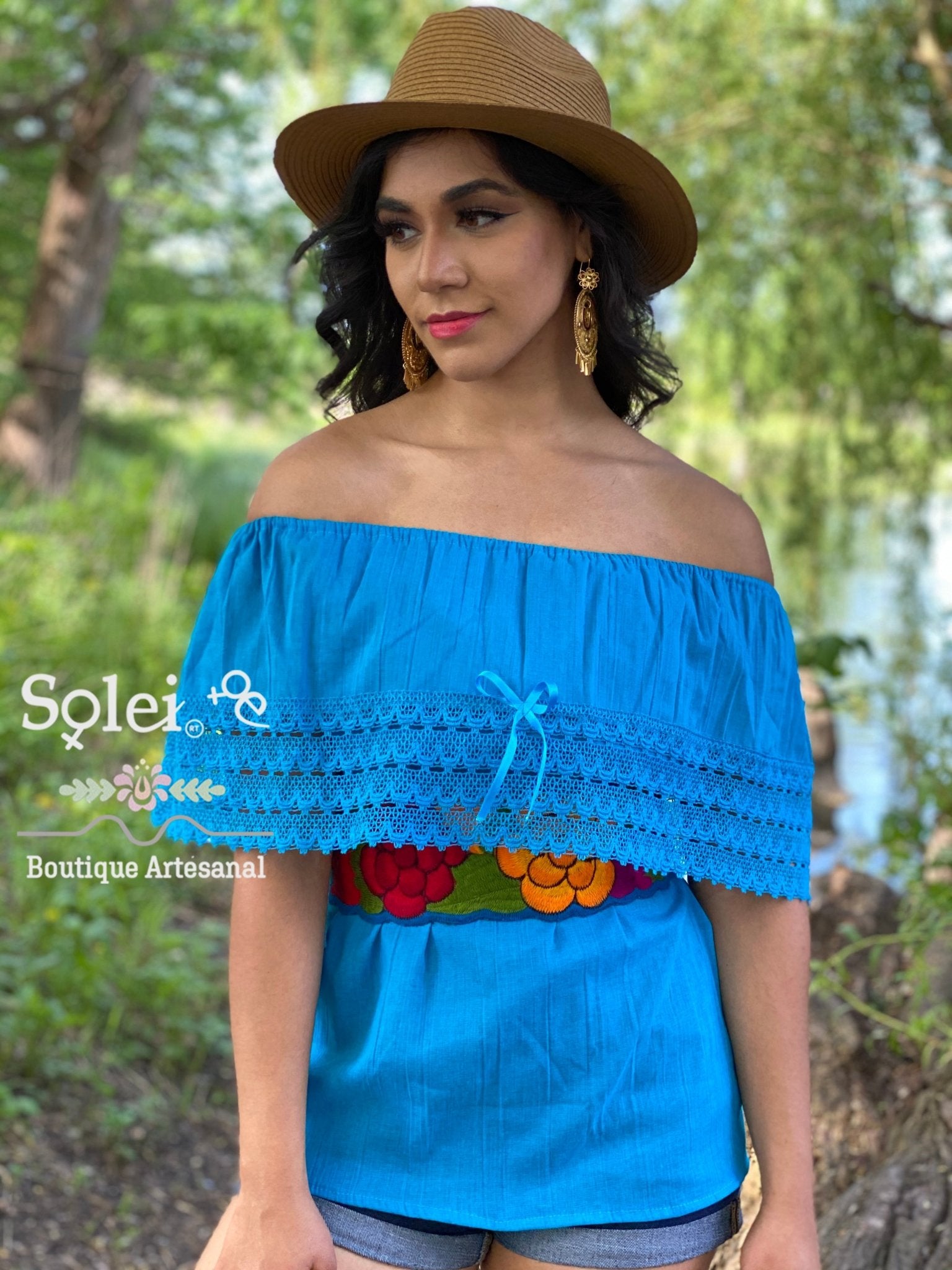 Mexican Artisanal Campesino Blouse. Blusa Campesina Basica. - Solei Store