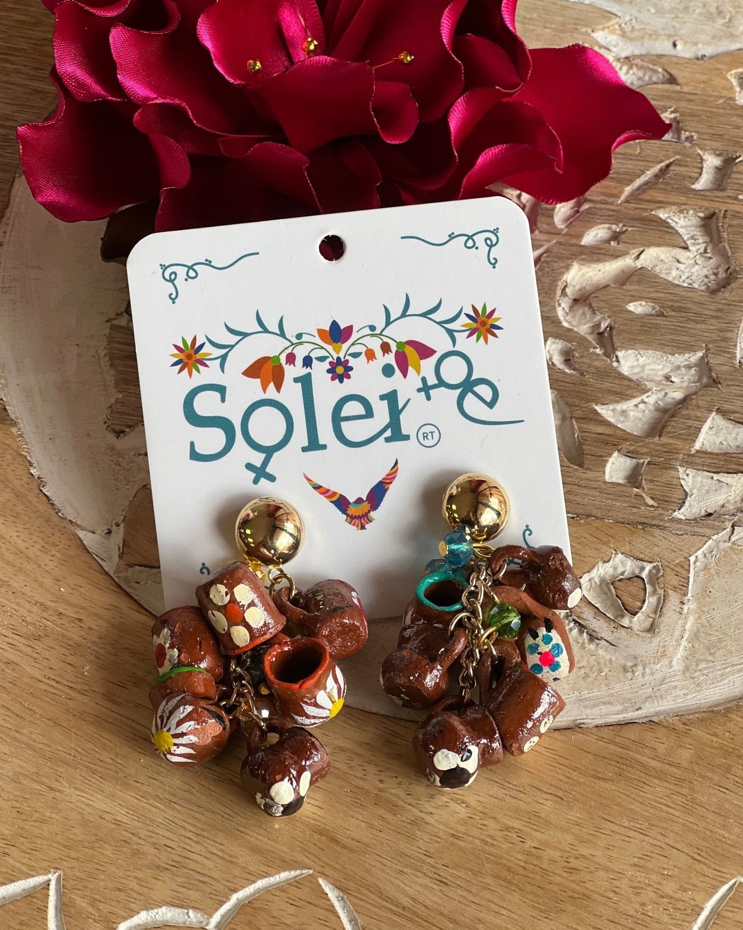 Mexican Artisanal Ceramic Earrings. Jarritos Earrings. - Solei Store