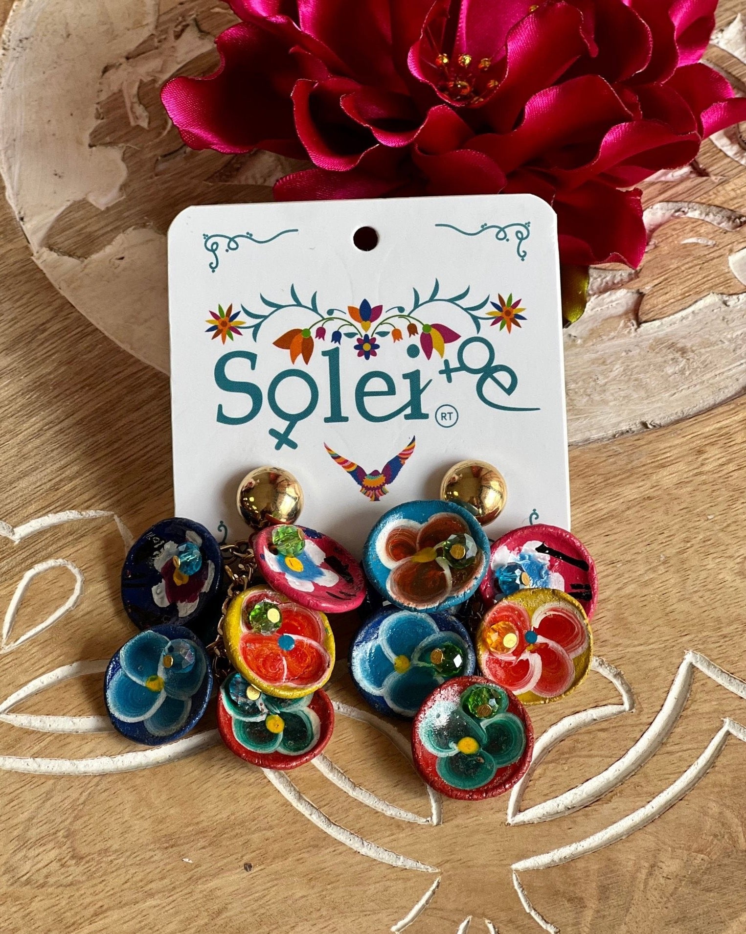Mexican Artisanal Ceramic Earrings. Platitos Earrings. - Solei Store