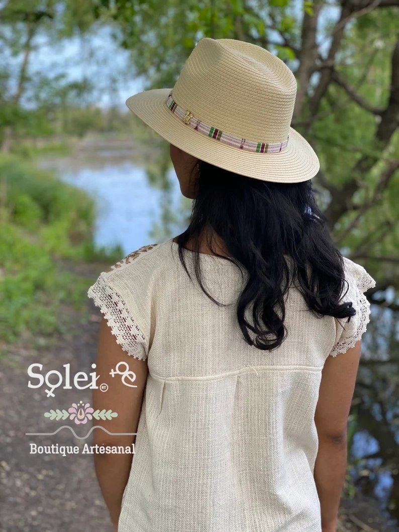 Mexican Artisanal Floral Embroidered Blouse Made on a Loom. Mitla Dorada Blouse - Solei Store