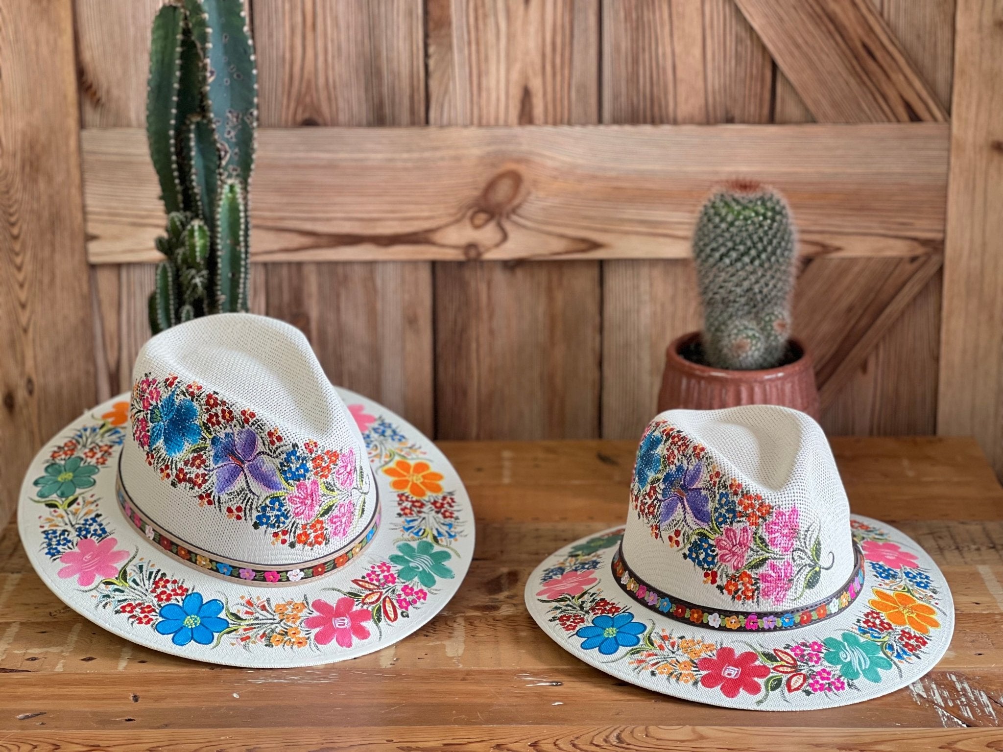 Mexican Artisanal Floral Hand Painted Hat. Sombrero Benita Mommy and Me - Solei Store