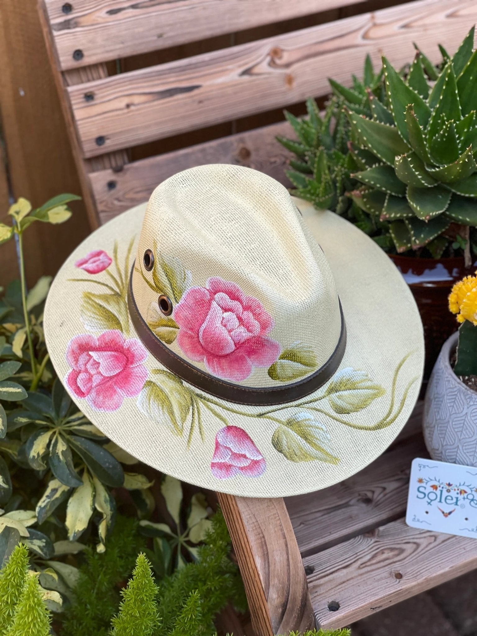 Mexican Artisanal Floral Hand Painted Hat. Sombrero Rosaura - Solei Store
