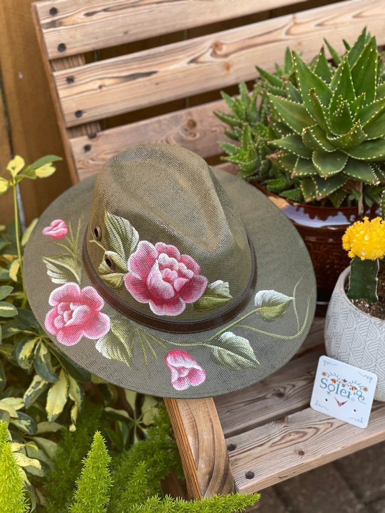 Mexican Artisanal Floral Hand Painted Hat. Sombrero Rosaura - Solei Store