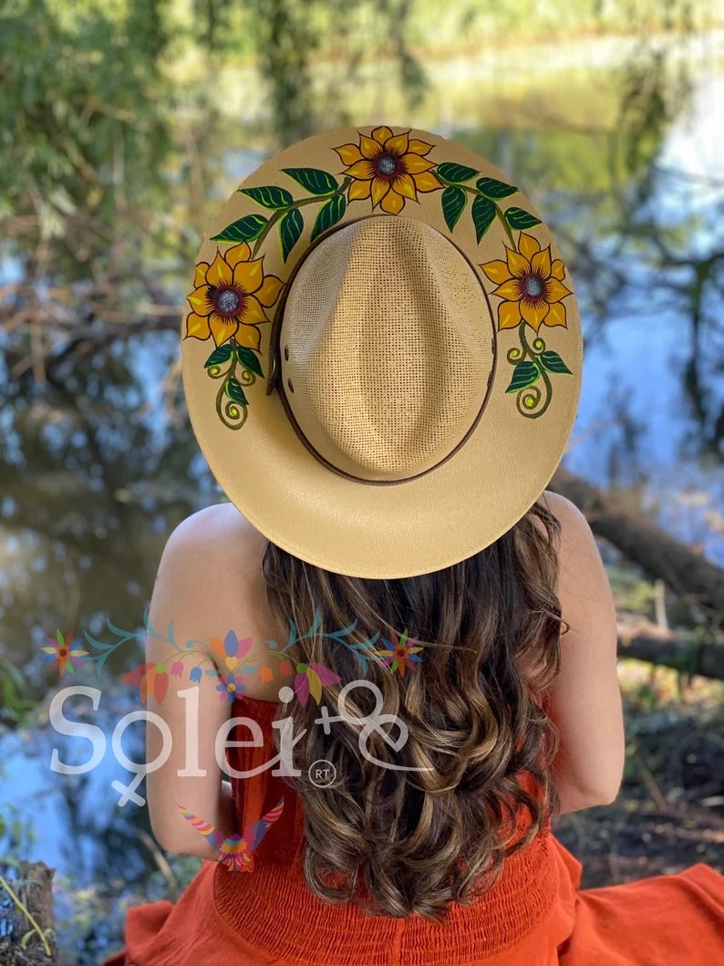 Mexican Artisanal Floral Hand Painted Hat. Sombrero Sol - Solei Store