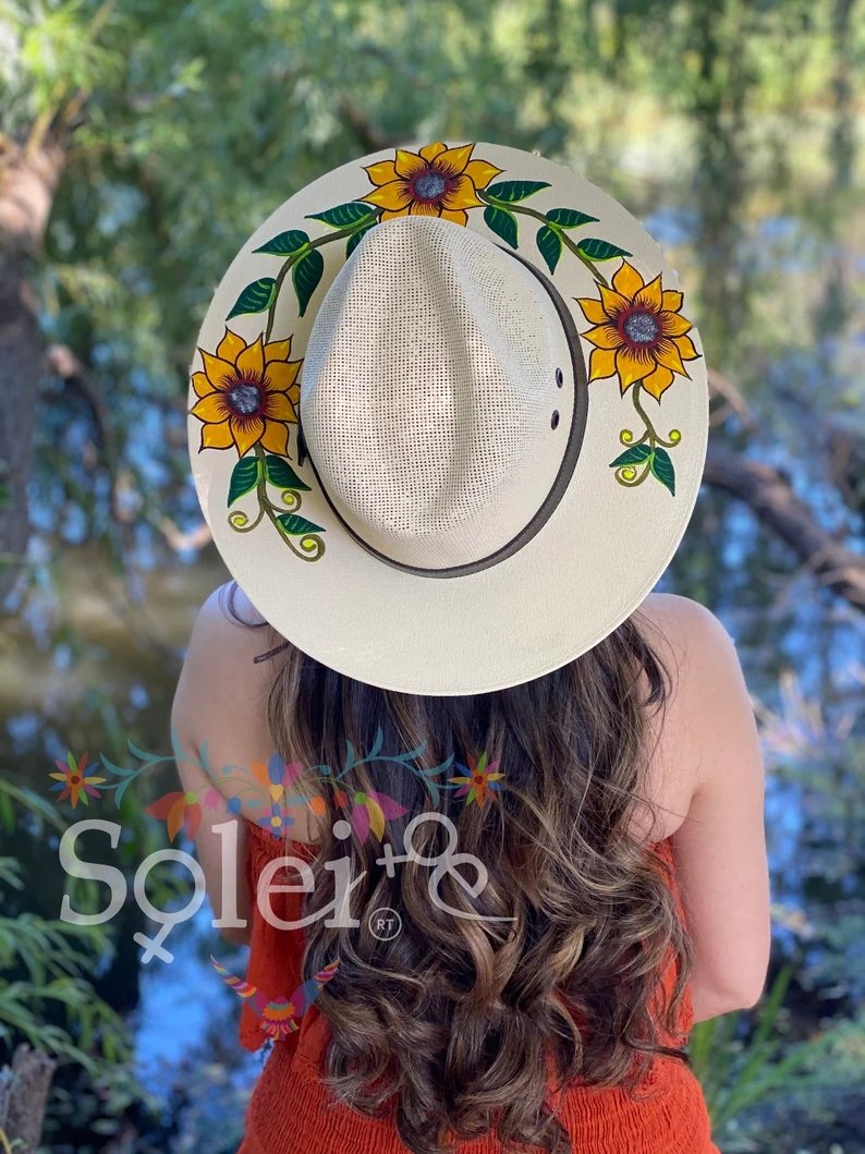 Mexican Artisanal Floral Hand Painted Hat. Sombrero Sol - Solei Store