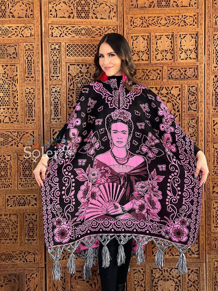 Mexican Artisanal Frida Kahlo Poncho. Gaban Frida Kahlo Fino. - Solei Store