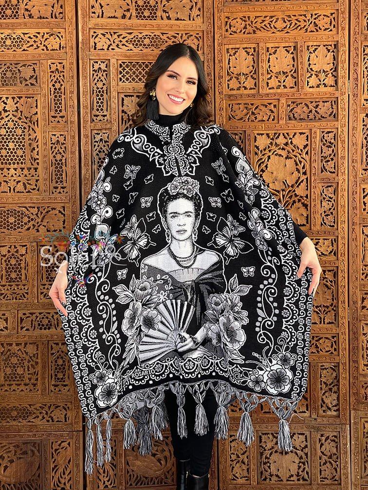 Mexican Artisanal Frida Kahlo Poncho. Gaban Frida Kahlo Fino. - Solei Store