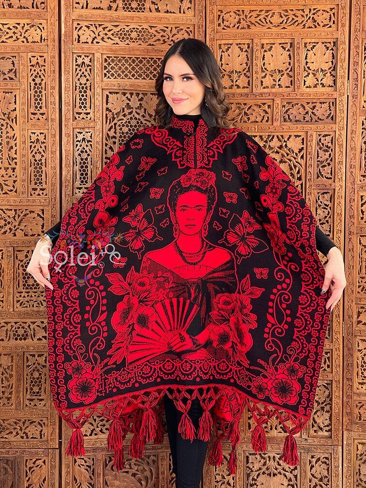 Mexican Artisanal Frida Kahlo Poncho. Gaban Frida Kahlo Fino. - Solei Store