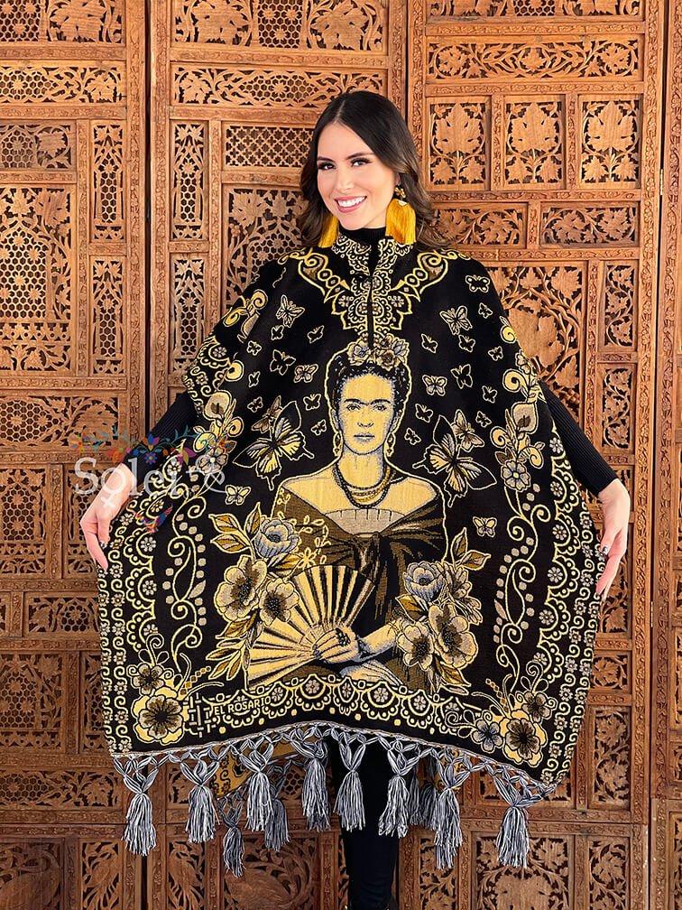 Mexican Artisanal Frida Kahlo Poncho. Gaban Frida Kahlo Fino. - Solei Store